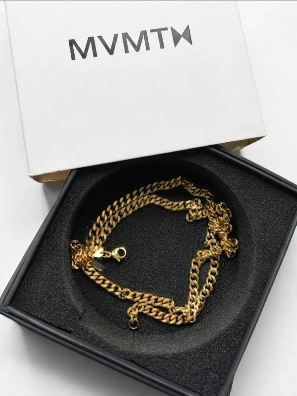 MVMT Gold-Tone Curb Chain Necklace with Original Box
